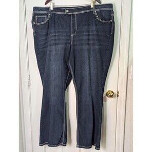 NWT Lane Bryant Slim Boot Cut Jeans Womens 28 Dark Blue Denim Sequin Pockets